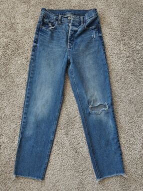 Old Navy Blue Ripped Straight-Leg Jeans